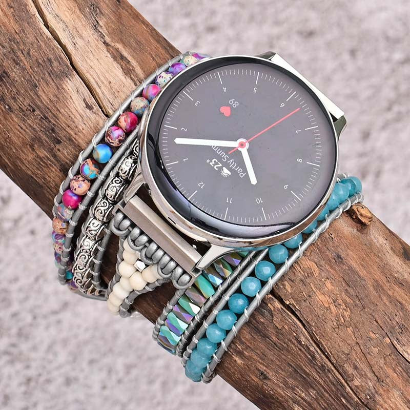 Apple Watch Strap Stone Beads Hand woven watch strap Boho style natural stone strap