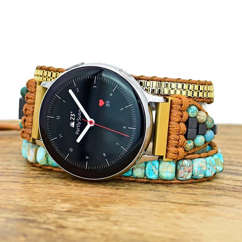 Apple Watch Strap Stone Beads Hand woven watch strap Boho style natural stone strap