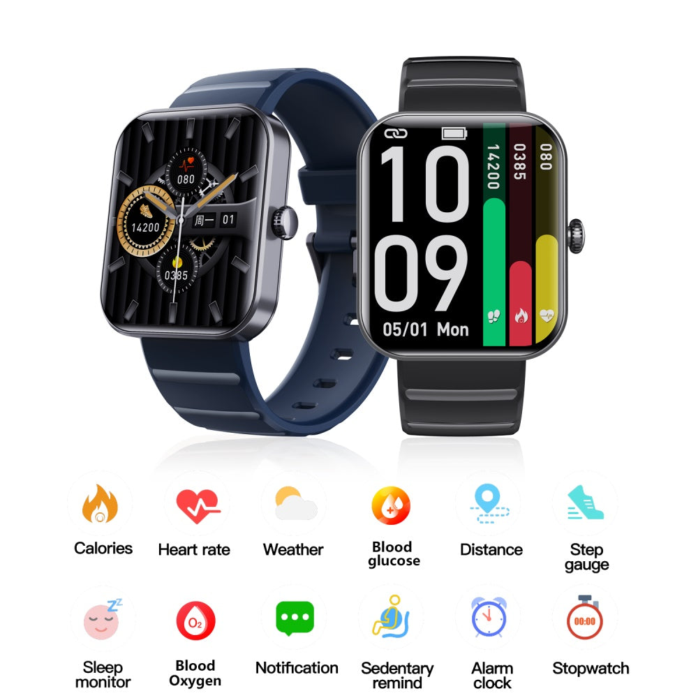 Bearscome BCF21PRO Blood Sugar Blood Pressure Heart Rate Blood oxygen Sleep Monitoring Waterproof Smartwatch