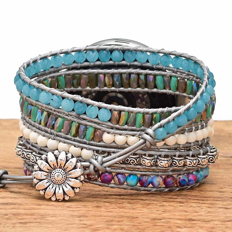 Apple Watch Strap Stone Beads Hand woven watch strap Boho style natural stone strap