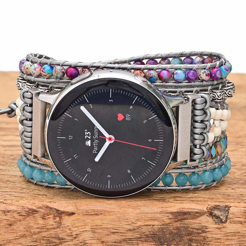 Apple Watch Strap Stone Beads Hand woven watch strap Boho style natural stone strap