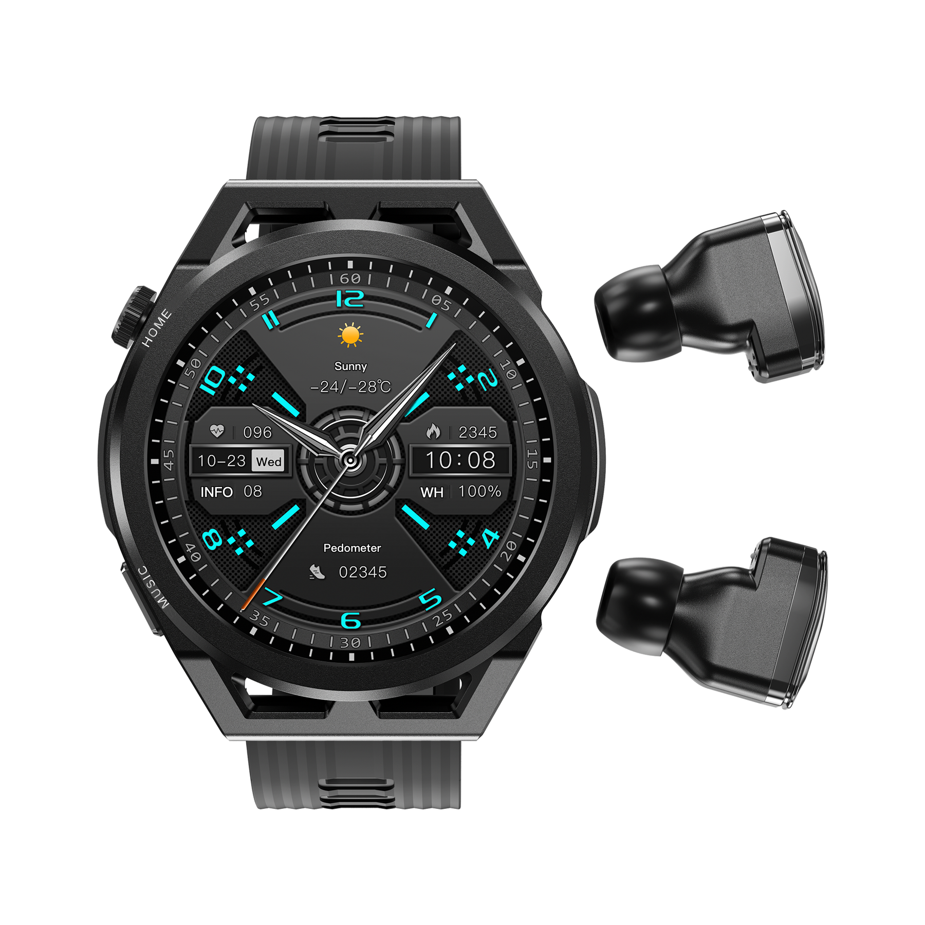 BEARSCOME BCN1 Smartwatch with Earbuds TWS Wireless Bluetooth Headset Combo Heart Rate Blood Pressure Monitoring