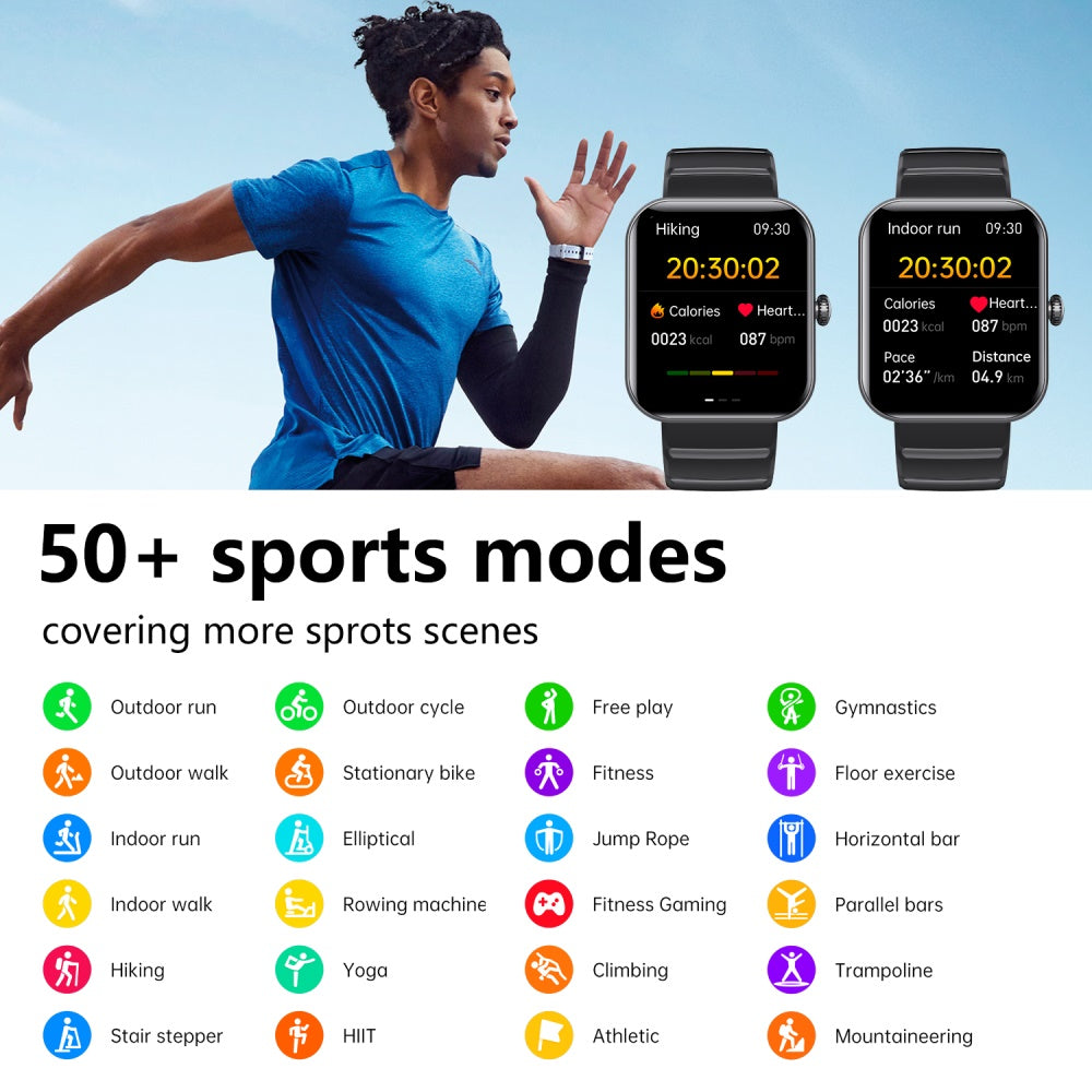 Bearscome BCF21PRO Blood Sugar Blood Pressure Heart Rate Blood oxygen Sleep Monitoring Waterproof Smartwatch