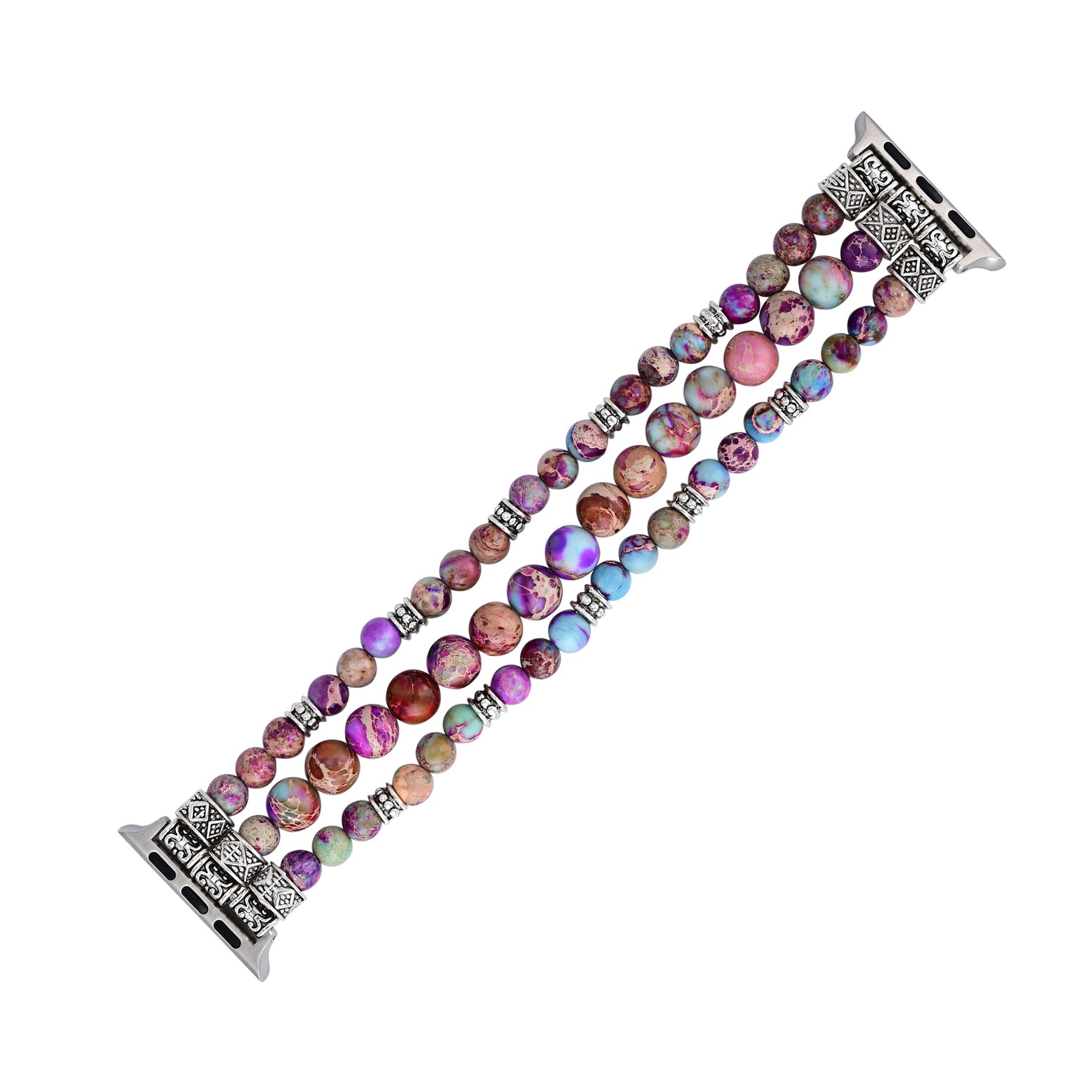 Apple Watch Purple flower Imperial Stone elastic rope beaded Apple Watch with Bohemian style strap