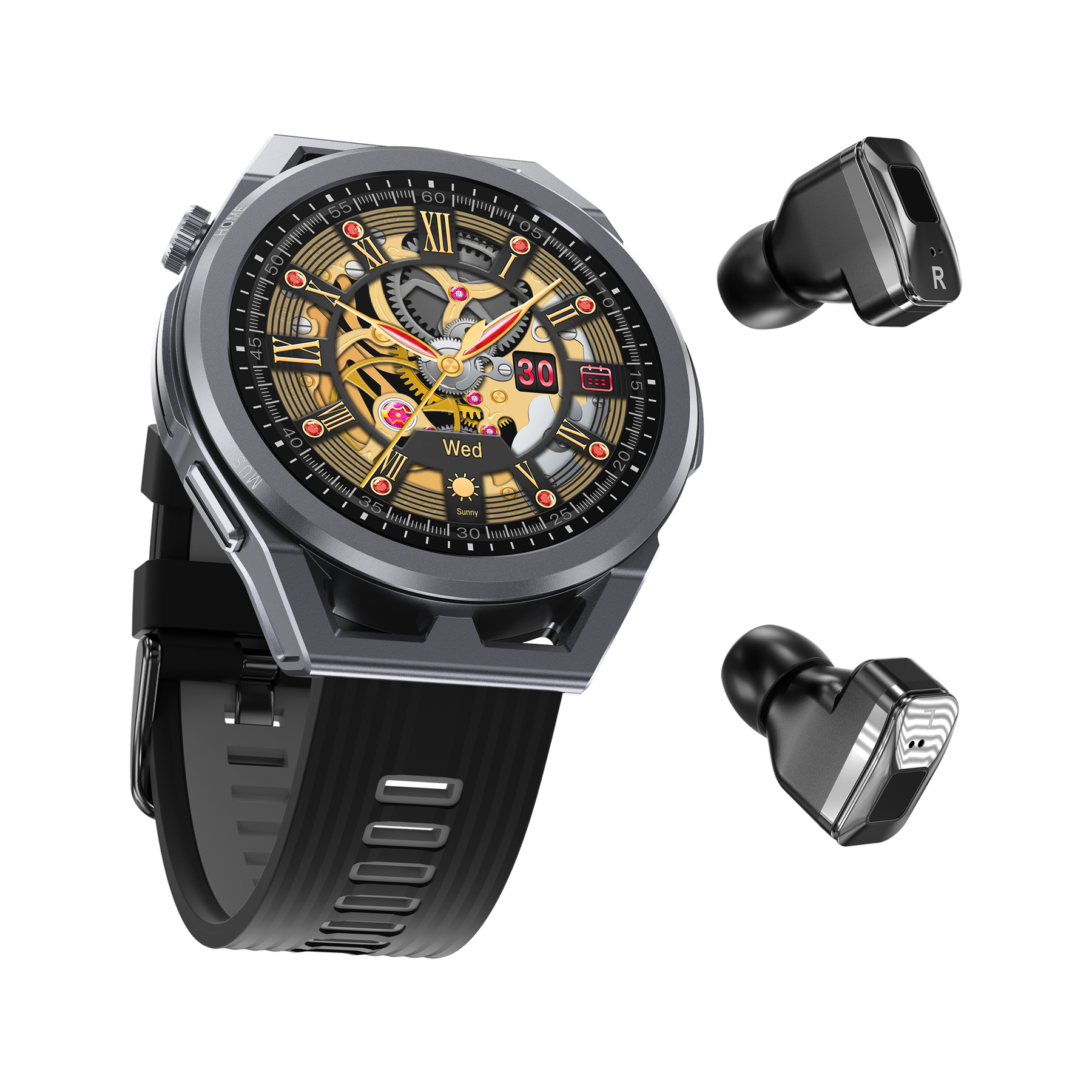BEARSCOME BCN1 Smartwatch with Earbuds TWS Wireless Bluetooth Headset Combo Heart Rate Blood Pressure Monitoring