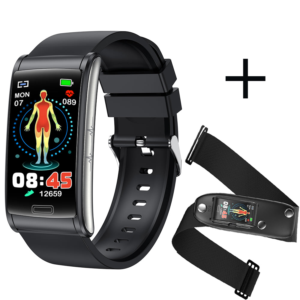 BCBEARSCOME BCE600 3-Lead ECG HRV Blood Glucose Blood Pressure Blood Oxygen Sleep Detection HD Bluetooth Smart Bracelet