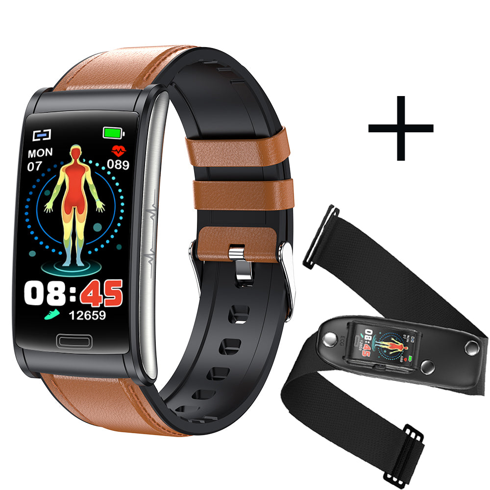 BCBEARSCOME BCE600 3-Lead ECG HRV Blood Glucose Blood Pressure Blood Oxygen Sleep Detection HD Bluetooth Smart Bracelet