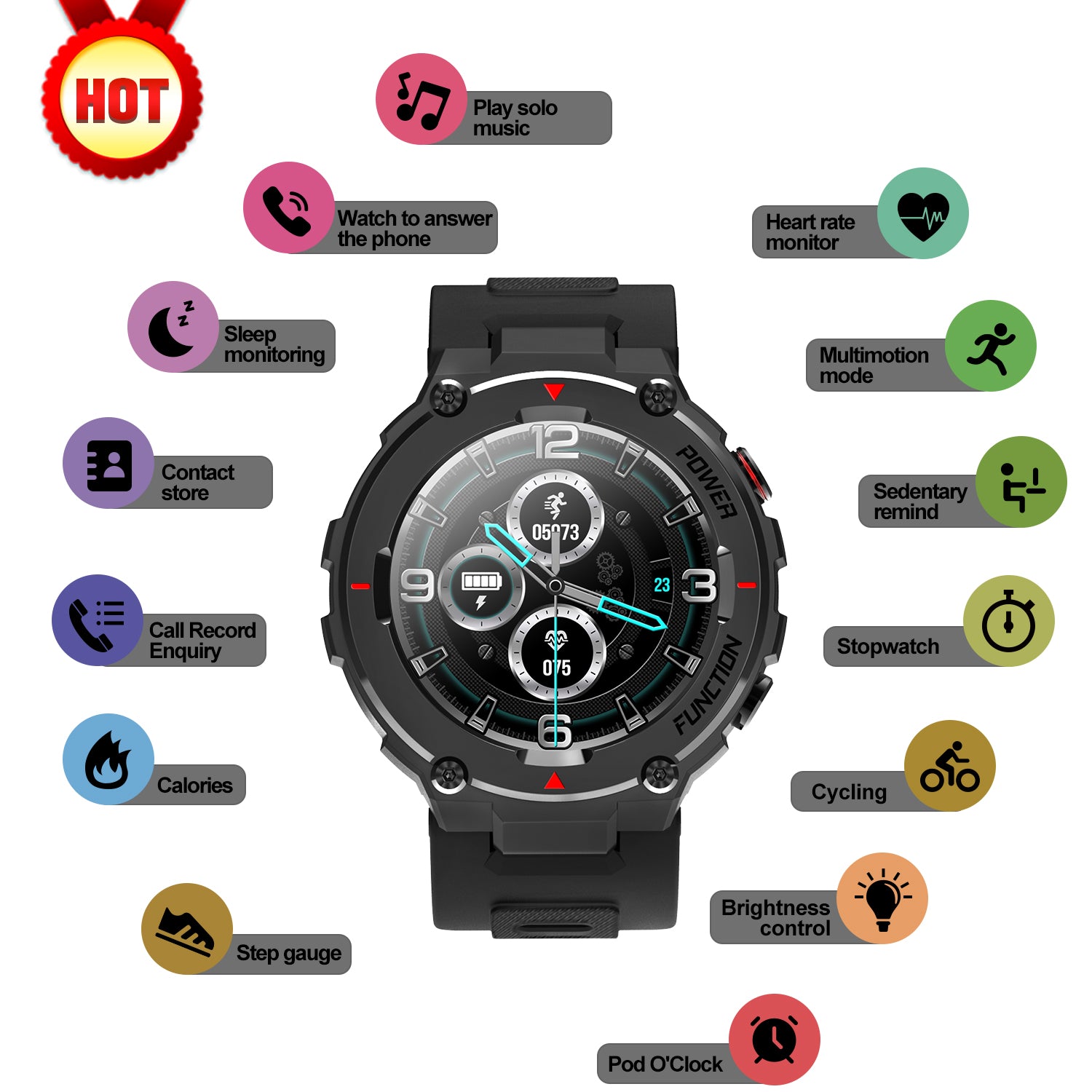 BEARSCOME BCF26 Heart Rate Blood Pressure Blood Oxygen Sleep waterproof HD Bluetooth calling Smart Sports Watch