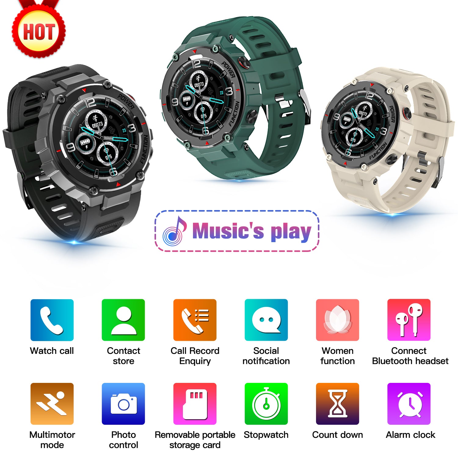 BEARSCOME BCF26 Heart Rate Blood Pressure Blood Oxygen Sleep waterproof HD Bluetooth calling Smart Sports Watch