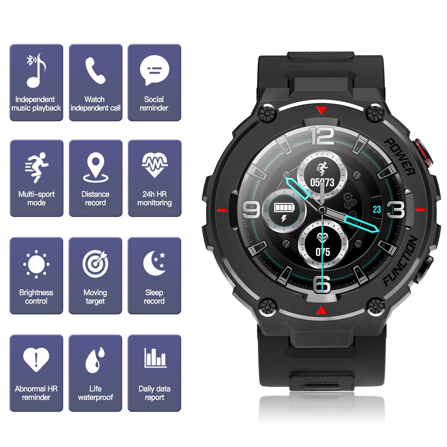 BEARSCOME BCF26 Heart Rate Blood Pressure Blood Oxygen Sleep waterproof HD Bluetooth calling Smart Sports Watch
