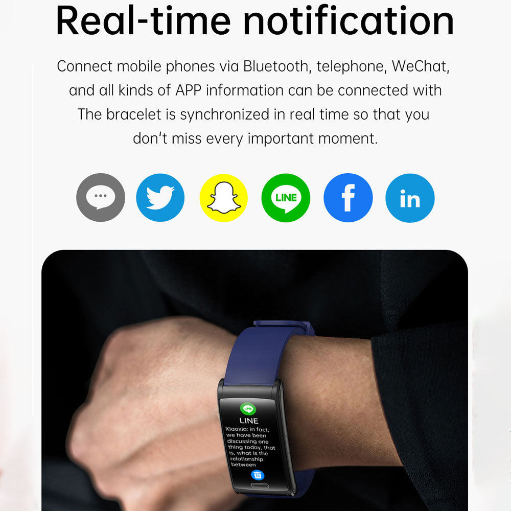 BCBEARSCOME BCE600 3-Lead ECG HRV Blood Glucose Blood Pressure Blood Oxygen Sleep Detection HD Bluetooth Smart Bracelet