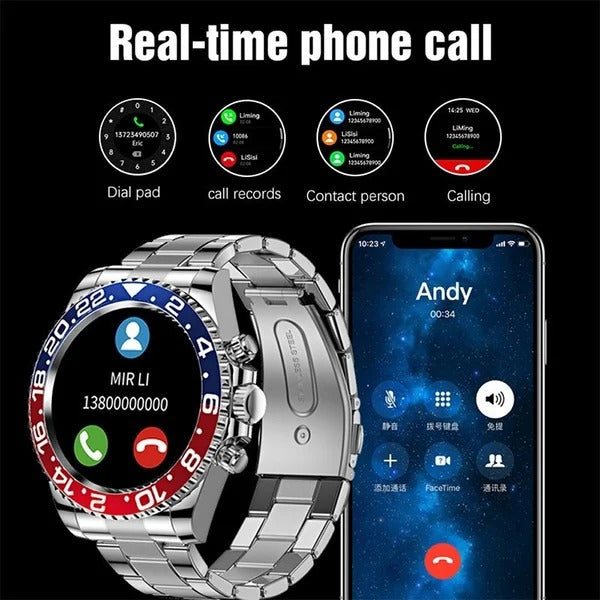 Bearscome Bluetooth Call Heart Rate Blood Pressure Detection Casual Smartwatch