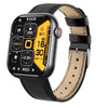 Bearscome 2025 Blood Sugar Blood Pressure Heart Rate Blood oxygen Sleep Monitoring Waterproof Smartwatch - F57 Tarnish/Leather black