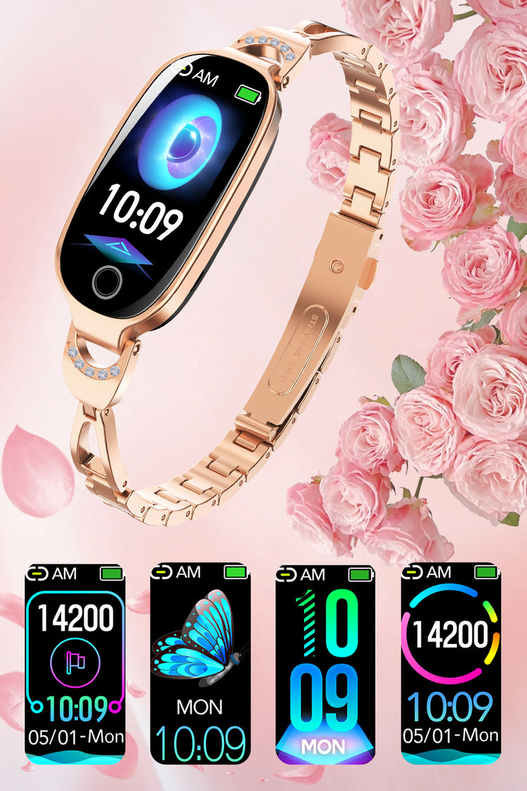 Bearscome Blood Sugar Blood Pressure monitoring Luxury Diamond Design Fashion Smartwatch