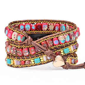Red and Blue Imperial Stone Bead woven Apple Apple Watch with Bohemian style strap