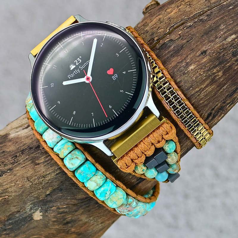 Apple Watch Strap Stone Beads Hand woven watch strap Boho style natural stone strap