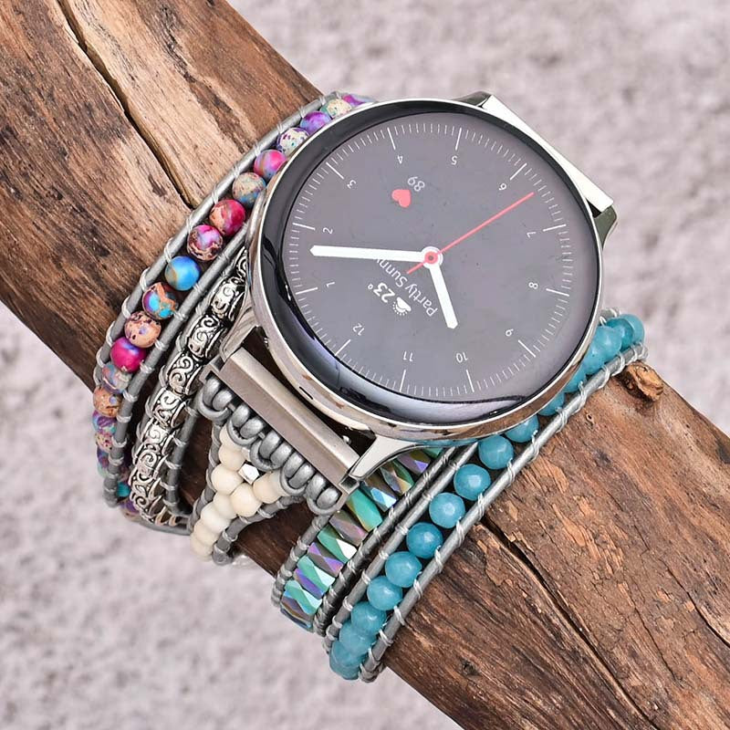 Imperial Stone Bead Hand-Woven Watch With Bohemian Style