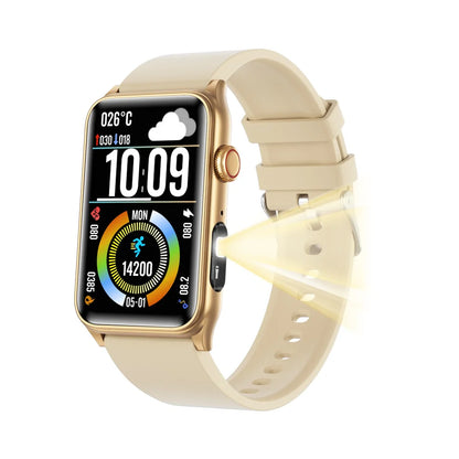 BEARSCOME Blood Pressure Blood oxygen Blood Sugar Monitoring Bluetooth Talk Play Music Health Waterproof Smartwatch