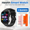 Bearscome Pro 6 ECG blood glucose Intelligent micro-physical examination Stress monitoring Smartwatch - Black Silicone+ 2 extra bands
