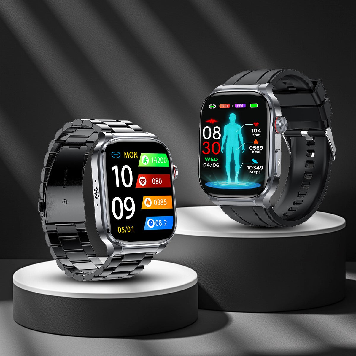 Bearscome Pro 9 High-end Flagship Smartwatch ECG blood glucose Uric acid cholesterol Stress monitoring