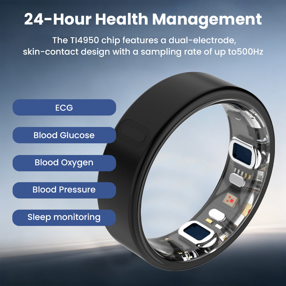 Bearscome V8 High-end Flagship Blood Glucose ECG/EKG Blood Pressure Monitoring AI Health Analysis Smart Ring