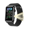 Bearscome Flashlight Blood Sugar Blood Pressure Blood oxygen Sleep Monitoring Waterproof Smartwatch - Black steel