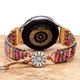 PurpleFlower Cylindrical Bracelet Watch Ethnic Retro Natural Stone Woven Watch Band