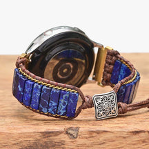 PurpleFlower Cylindrical Bracelet Watch Ethnic Retro Natural Stone Woven Watch Band