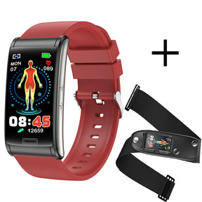 BCBEARSCOME BCE600 3-Lead ECG HRV Blood Glucose Blood Pressure Blood Oxygen  Sleep Detection HD Bluetooth Smart Bracelet