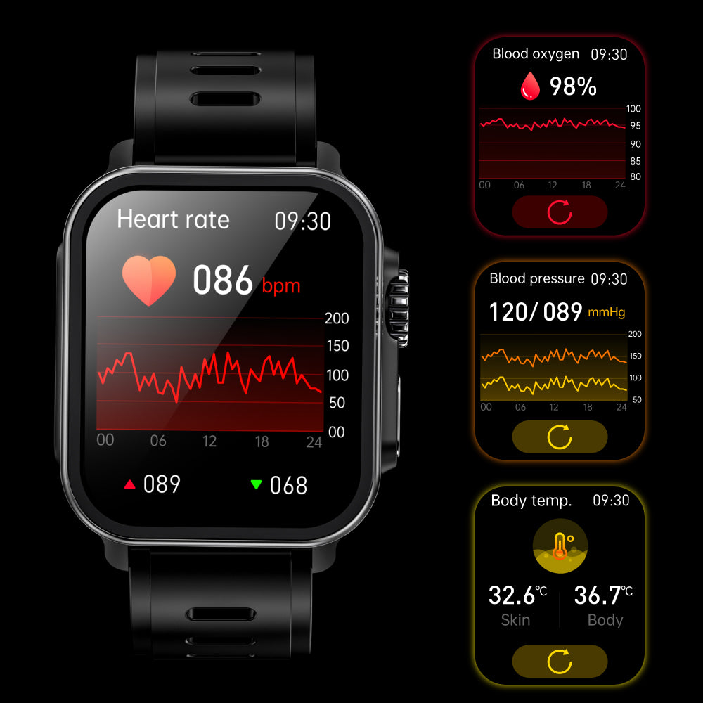 BEARSCOME VEE Bluetooth Call ECG/EKG Blood Oxygen Heart rate Music SmartWatch