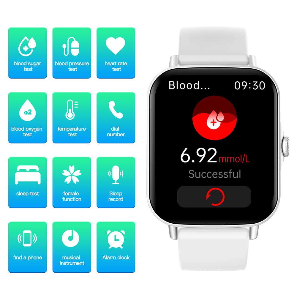 Bearscome BCF107 Blood Pressure Heart Rate Blood oxygen Blood Sugar Sleep Monitoring Bluetooth Call Waterproof Smartwatch
