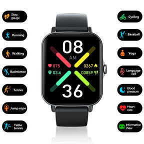 Bearscome BCF107 Blood Pressure Heart Rate Blood oxygen Blood Sugar Sleep Monitoring Bluetooth Call Waterproof Smartwatch