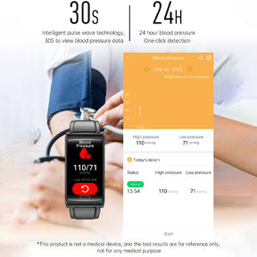 BCBEARSCOME BCE600 3-Lead ECG HRV Blood Glucose Blood Pressure Blood Oxygen  Sleep Detection HD Bluetooth Smart Bracelet