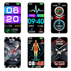 BCBEARSCOME BCE600 3-Lead ECG HRV Blood Glucose Blood Pressure Blood Oxygen  Sleep Detection HD Bluetooth Smart Bracelet